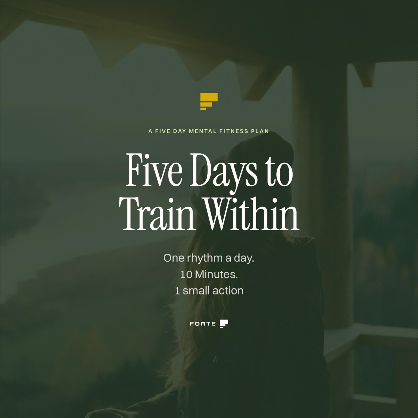 Cover of the Five Days to Train Within PACER plan: a person holding a mug looks out from a porch